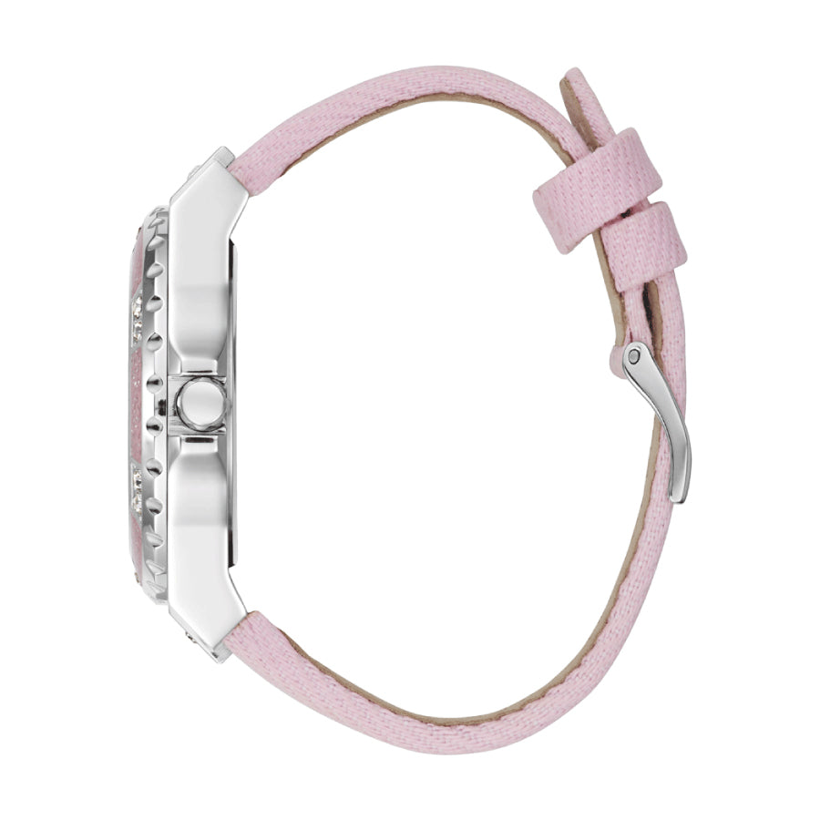  Shop Authentic Guess Limelight Quartz Diamonds Pink Dial Pink Denim Strap Watch For Women - W0775l15 - Luxxuri