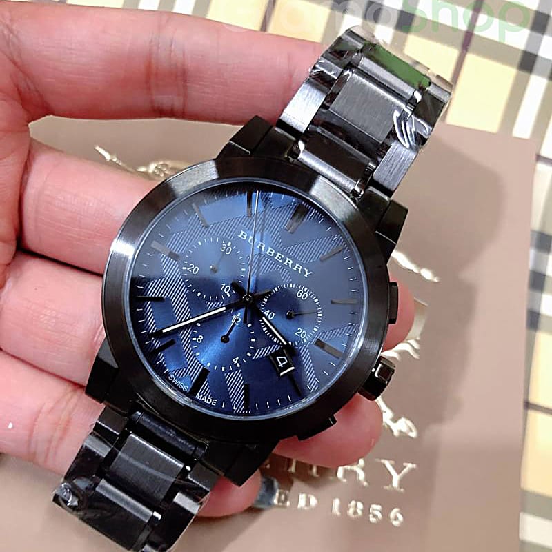  Shop Authentic Burberry The City Navy Blue Dial Black Steel Strap Watch for Men - BU9365 - Luxxuri