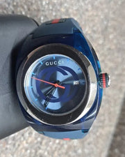  Shop Authentic Gucci Sync XXL Quartz Blue Dial Blue Rubber Strap Watch For Men - YA137104 - Luxxuri