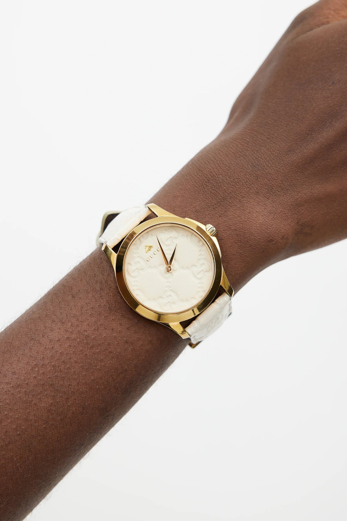  Shop Authentic Gucci G Timeless Quartz White Dial White Leather Strap Watch For Women - YA126580A - Luxxuri