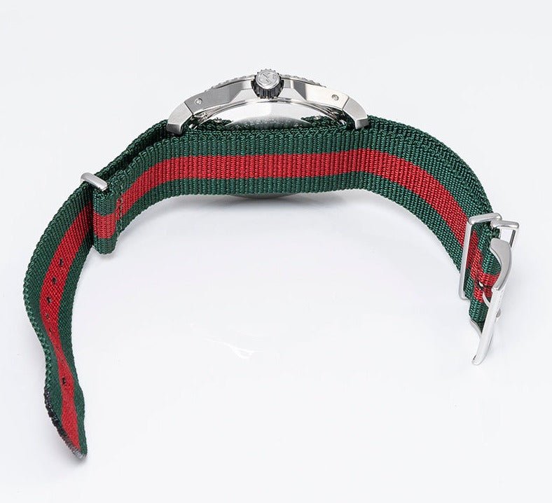  Shop Authentic Gucci Dive Black Dial Red & Green Nylon Strap Watch For Men - YA136209 - Luxxuri