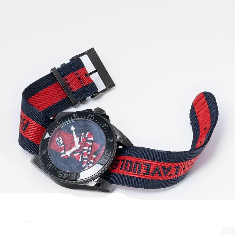  Shop Authentic Gucci Dive Blue & Red Dial Blue & Red Nylon Strap Watch For Men - YA136214 - Luxxuri