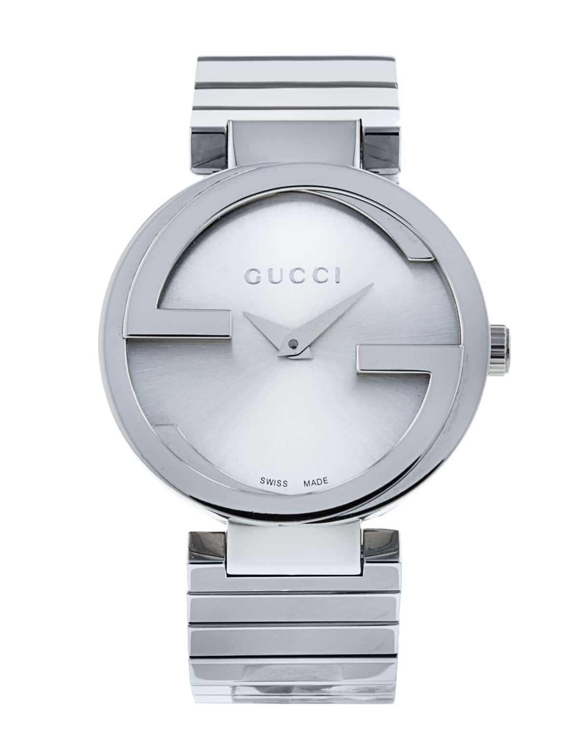  Shop Authentic Gucci G Interlocking Silver Dial Silver Steel Strap Watch For Women - YA133308 - Luxxuri