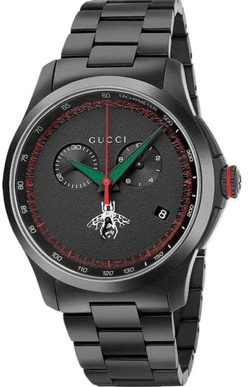  Shop Authentic Gucci G-Timeless Chronograph Black Dial Black Steel Strap Watch For Men - YA126269 - Luxxuri