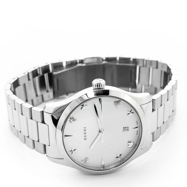  Shop Authentic Gucci G Timeless White Dial Silver Steel Strap Watch For Women - YA1264028A - Luxxuri