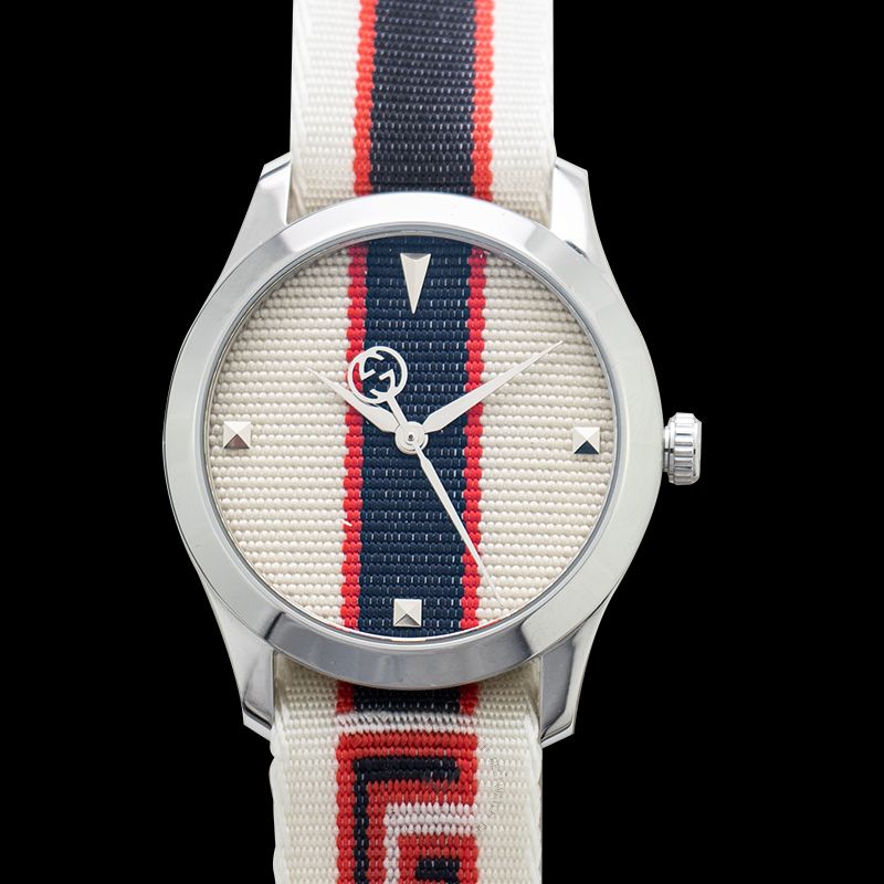  Shop Authentic Gucci G Timeless Quartz White Dial Two Tone NATO Strap Watch For Men - YA1264071 - Luxxuri
