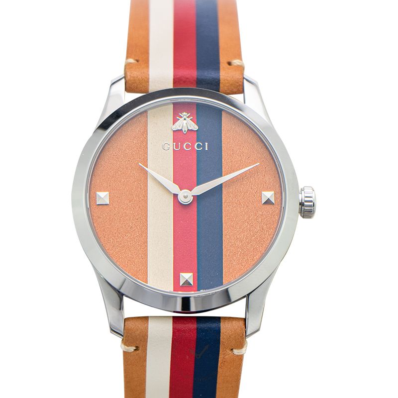 Shop Authentic Gucci G Timeless Quartz Brown Dial Brown Leather Strap Watch For Men - YA1264078 - Luxxuri