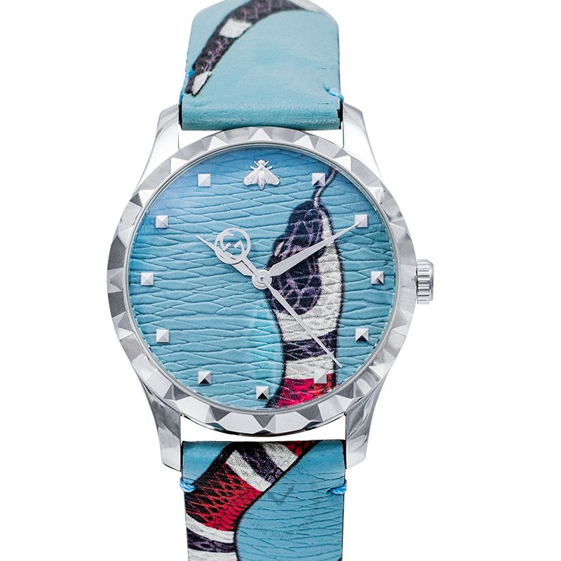  Shop Authentic Gucci G Timeless Quartz Blue Dial Blue Leather Strap Watch For Men - YA1264080 - Luxxuri