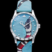  Shop Authentic Gucci G Timeless Quartz Blue Dial Blue Leather Strap Watch For Men - YA1264080 - Luxxuri