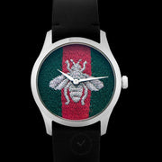  Shop Authentic Gucci G Timeless Quartz Green & Red Dial Black Leather Strap Watch For Men - YA1264149 - Luxxuri