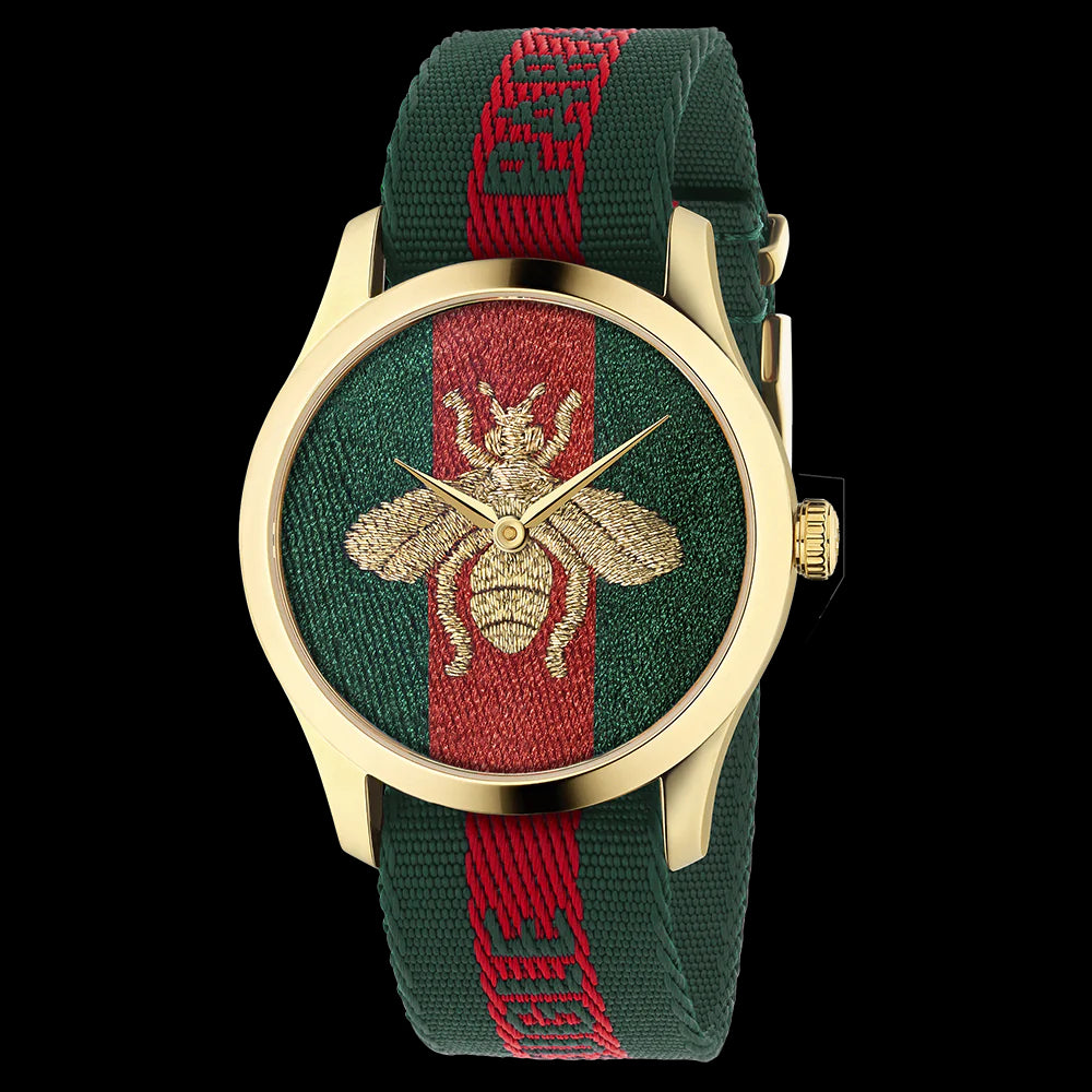  Shop Authentic Gucci G Timeless Quartz Green & Red Dial Green & Red NATO Strap Watch For Men - YA126487A - Luxxuri