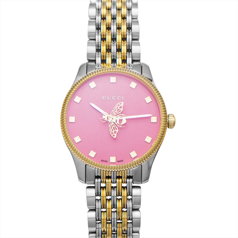  Shop Authentic Gucci G Timeless Quartz Pink Dial Two Tone Steel Strap Watch For Women - YA1265030 - Luxxuri
