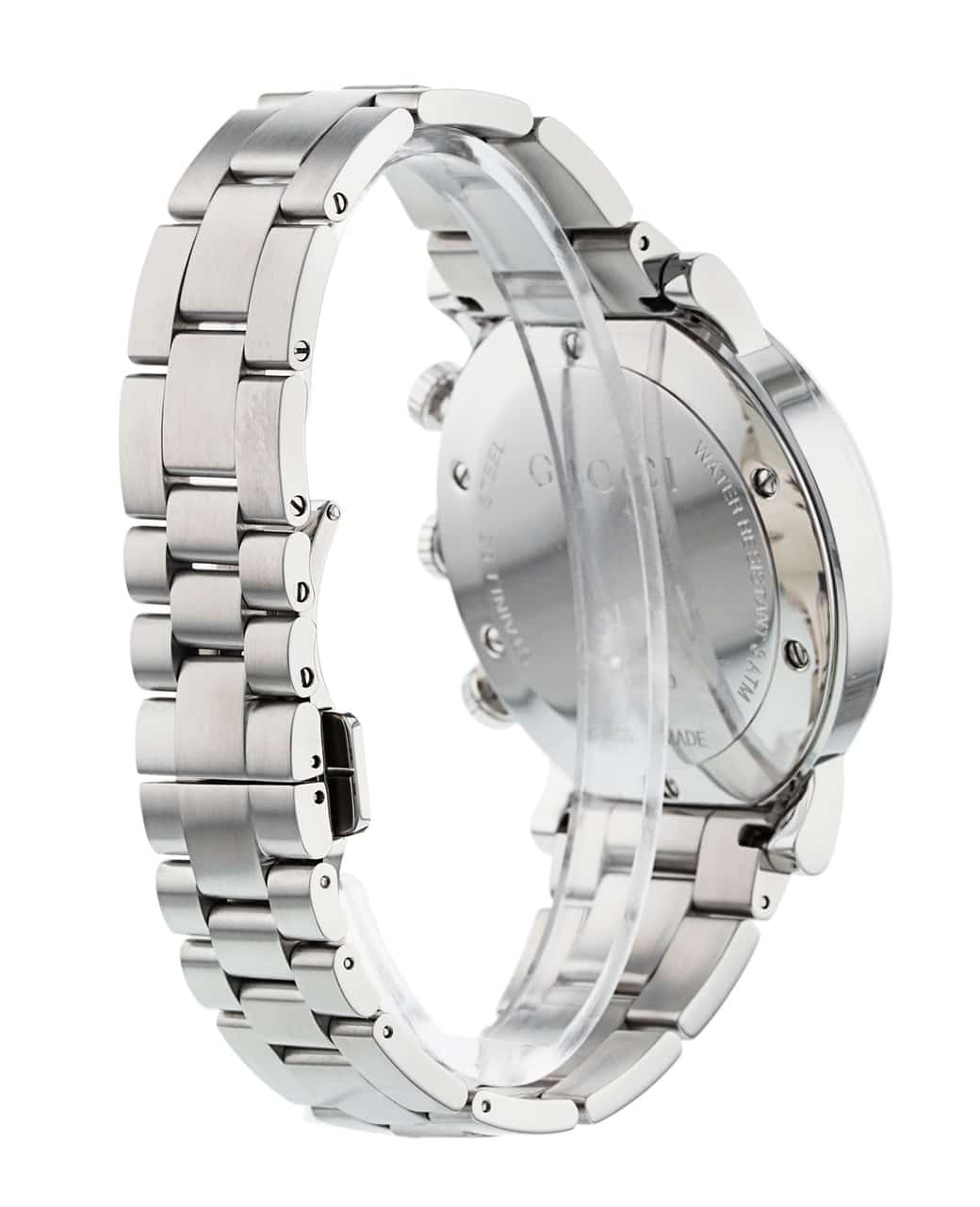  Shop Authentic Gucci G Chrono Diamonds Black Dial Silver Steel Strap Watch For Men - YA101324 - Luxxuri