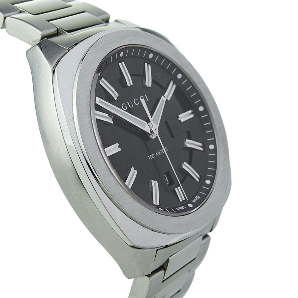  Shop Authentic Gucci GG2570 Quartz Black Dial Silver Steel Strap Watch For Men - YA142301 - Luxxuri