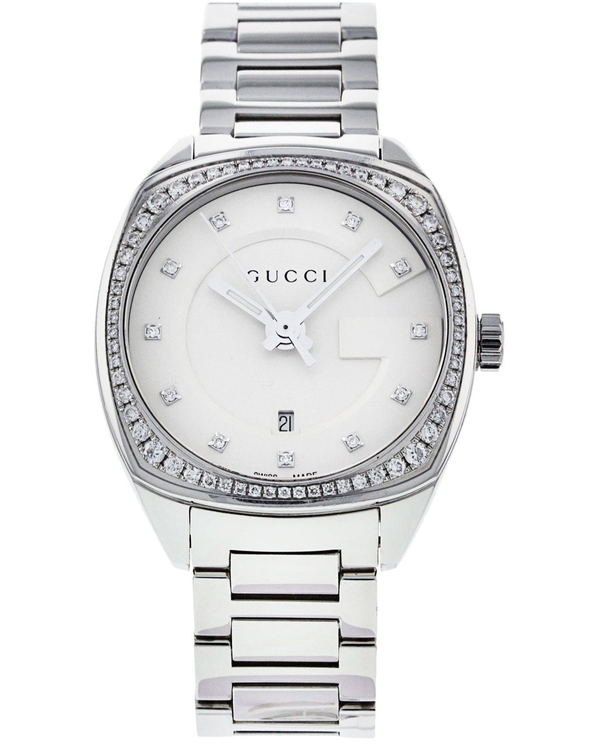  Shop Authentic Gucci GG2570 Diamonds Silver Dial Silver Steel Strap Watch For Women - YA142505 - Luxxuri