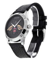  Shop Authentic Gucci G Timeless Bee Black Dial Black Leather Strap Watch For Women - YA1264067 - Luxxuri