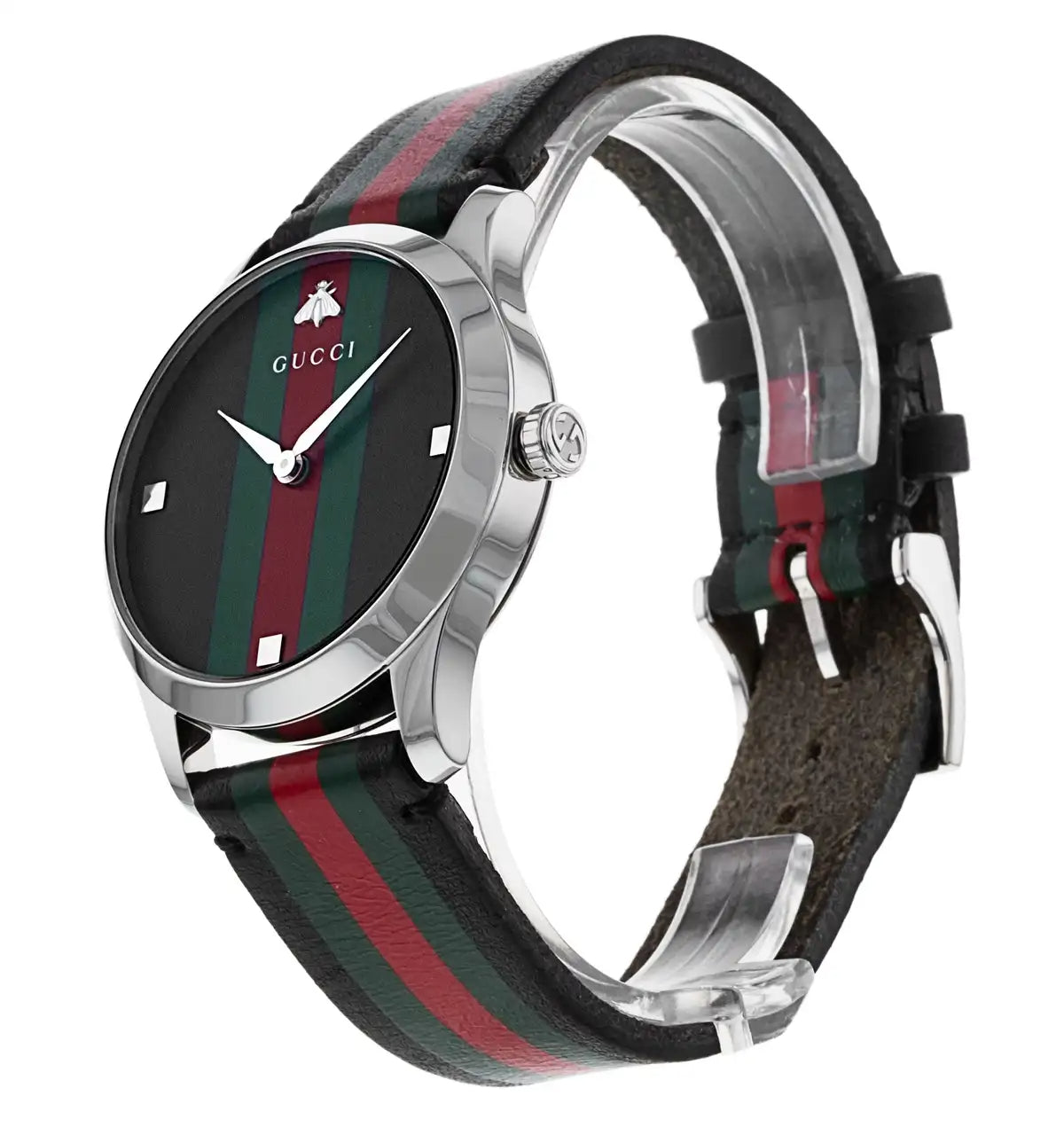  Shop Authentic Gucci G Timeless Quartz Black Dial Multicolored Black Leather Strap Watch For Men - YA1264079 - Luxxuri