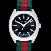  Shop Authentic Gucci GG2570 Quartz Black Dial Green & Red Nylon Strap Watch For Men - YA142305 - Luxxuri