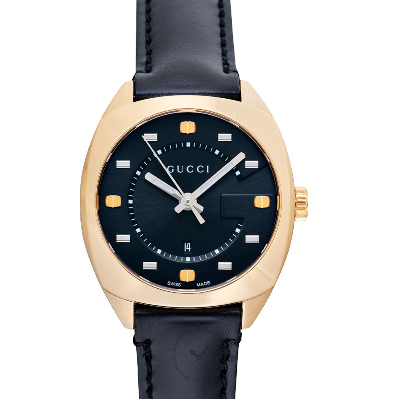  Shop Authentic Gucci GG2570 Quartz Black Dial Black Leather Strap Watch For Women - YA142408 - Luxxuri