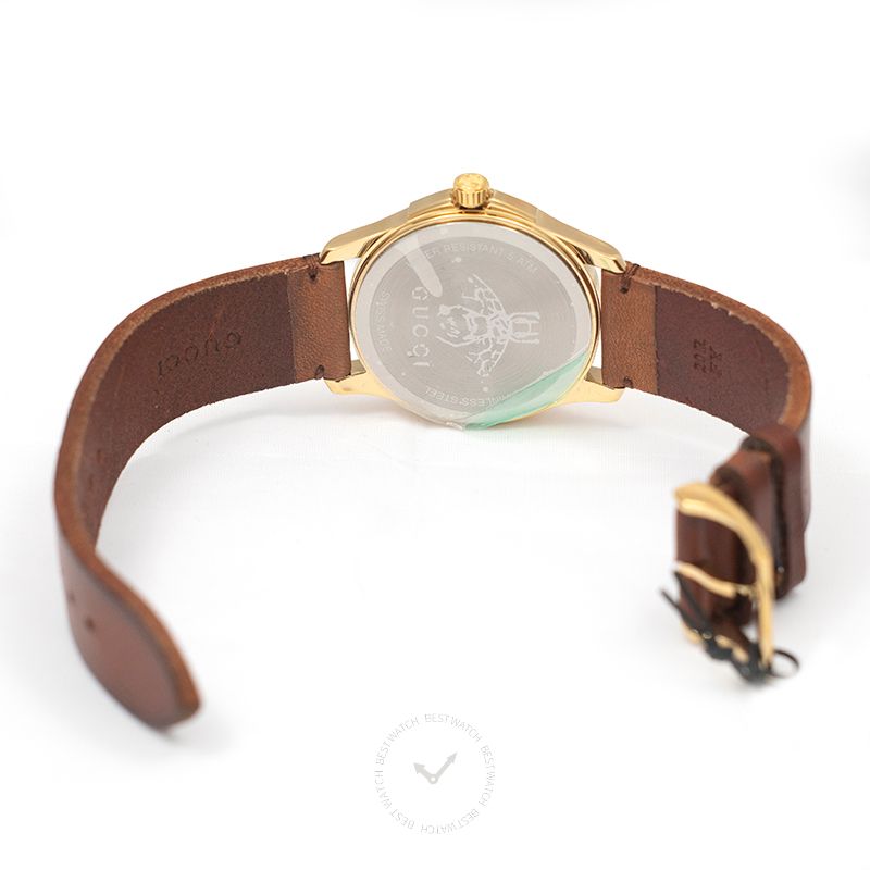  Shop Authentic Gucci G Timeless Quartz Green & Red Dial Brown Leather Strap Watch For Men - YA126451 - Luxxuri