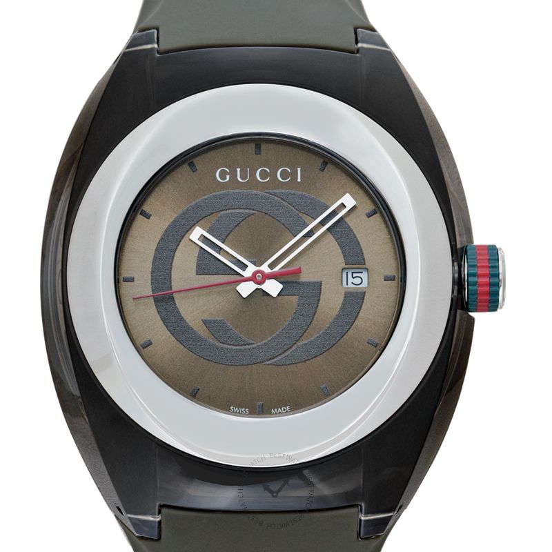  Shop Authentic Gucci Sync XXL Quartz Brown Dial Brown Leather Strap Watch For Men - YA137106 - Luxxuri