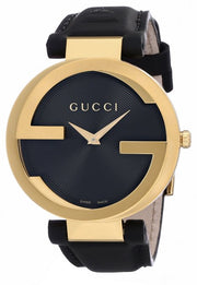  Shop Authentic Gucci Interlocking G Grammy Special Edition Black Dial Black Leather Strap Watch for Women - YA133312 - Luxxuri