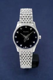  Shop Authentic Gucci G Timeless Quartz Black Dial Silver Steel Strap Watch For Women - YA1265020 - Luxxuri