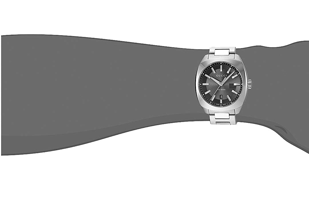  Shop Authentic Gucci GG2570 Quartz Black Dial Silver Steel Strap Watch For Men - YA142301 - Luxxuri