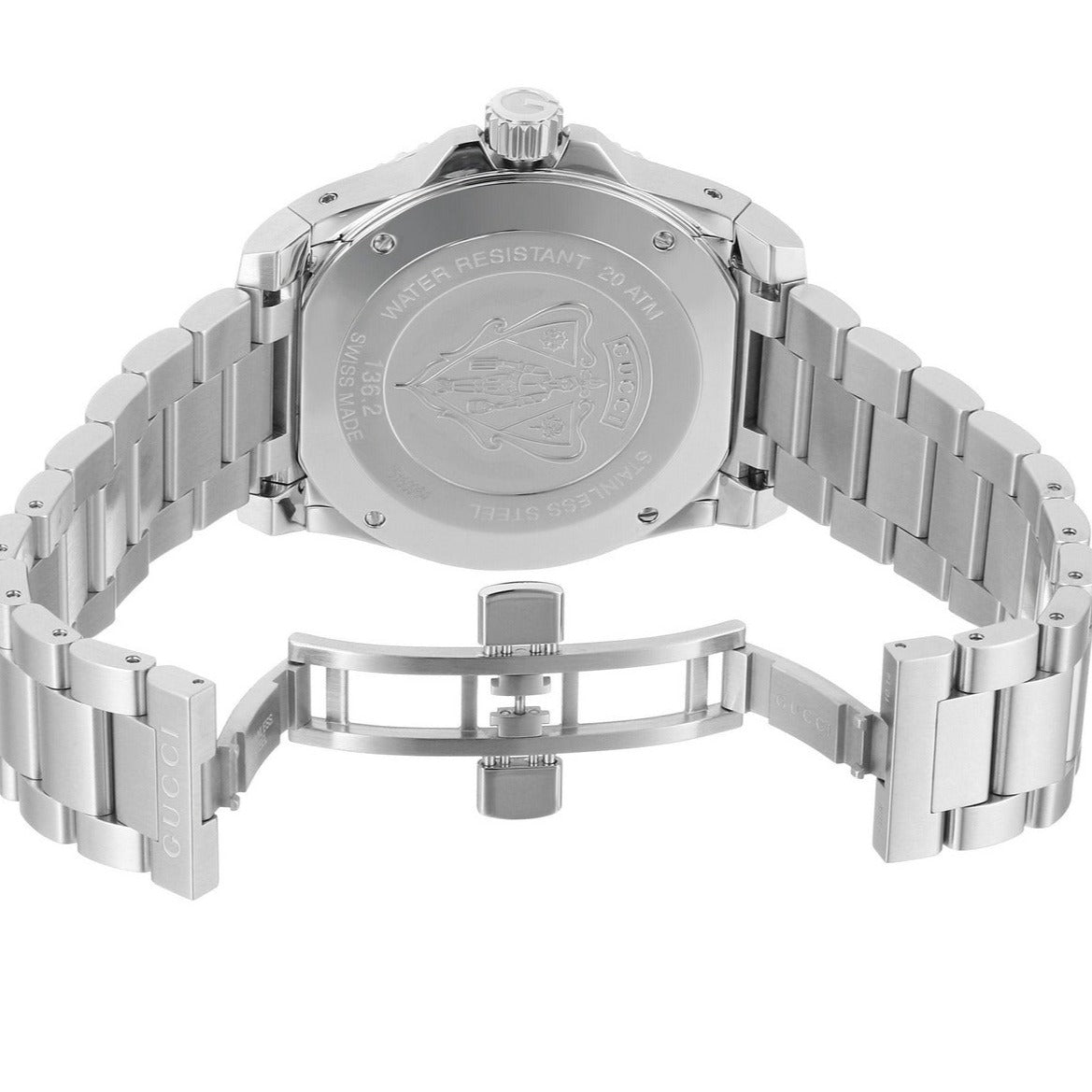  Shop Authentic Gucci Dive Analog Blue Dial Silver Steel Strap Watch For Men - YA136203 - Luxxuri