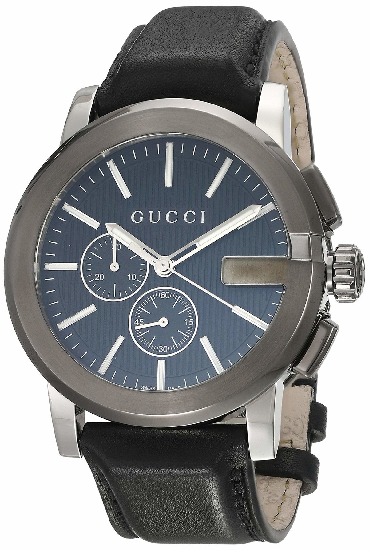  Shop Authentic Gucci G Chrono Black Dial Black Leather Strap Watch For Men - YA101205 - Luxxuri