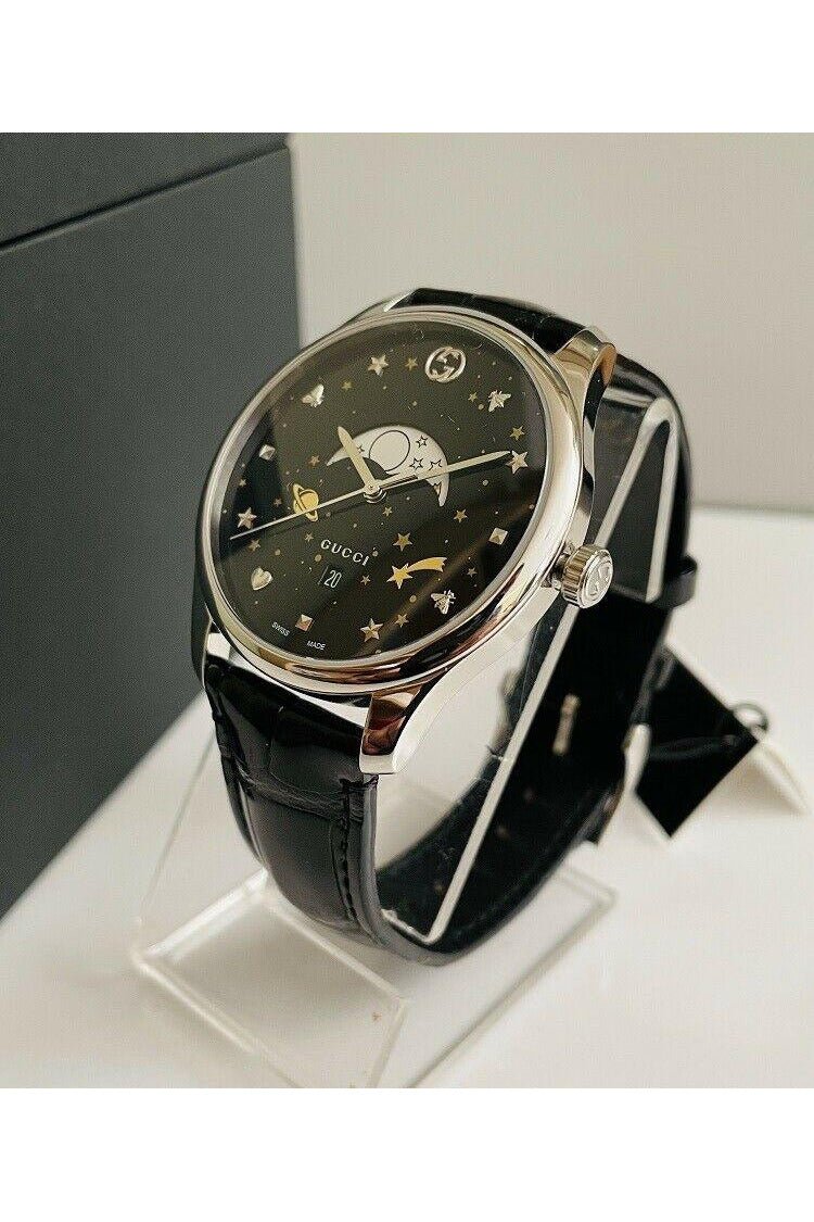  Shop Authentic Gucci G-Timeless Black Dial Green Leather Strap Unisex Watch - YA126326 - Luxxuri