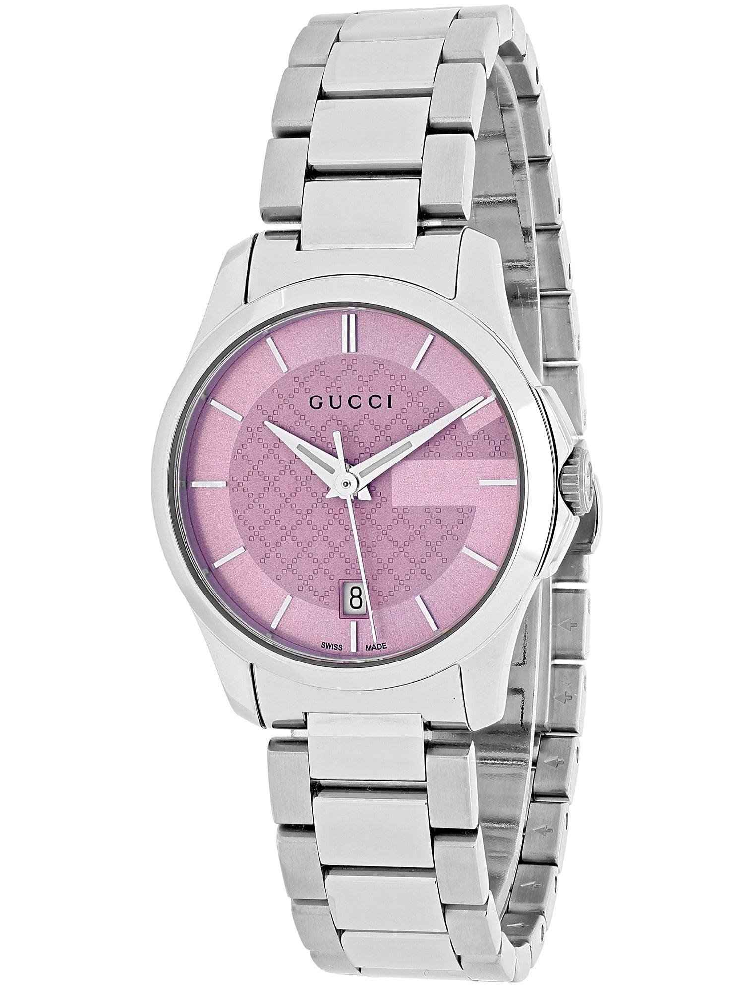  Shop Authentic Gucci G Timeless Pink Dial Silver Steel Strap Watch For Women - YA126524 - Luxxuri