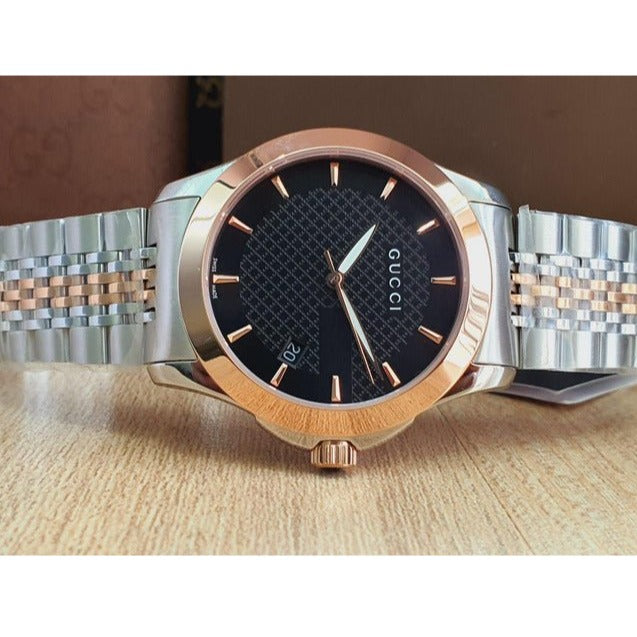  Shop Authentic Gucci G Timeless Black Dial Two Tone Steel Strap Watch For Men - YA126410 - Luxxuri