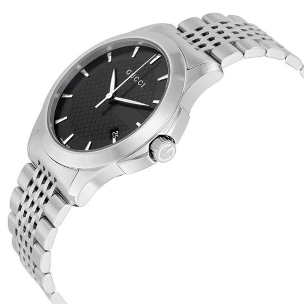  Shop Authentic Gucci G Timeless Black Dial Silver Steel Strap Watch For Men - YA126402 - Luxxuri