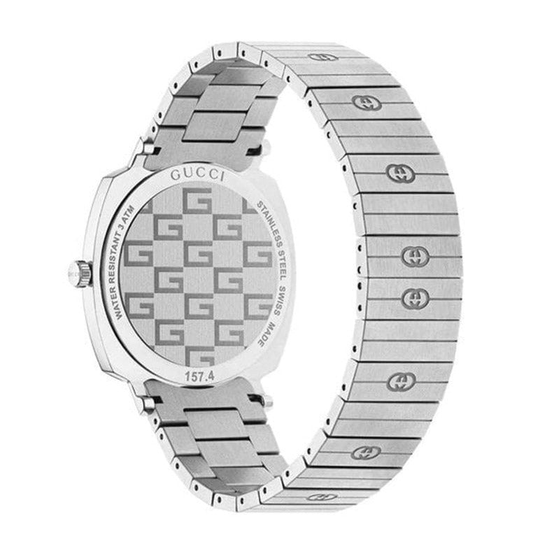  Shop Authentic Gucci Grip Quartz Silver Dial Silver Steel Strap Watch For Women - YA157401 - Luxxuri