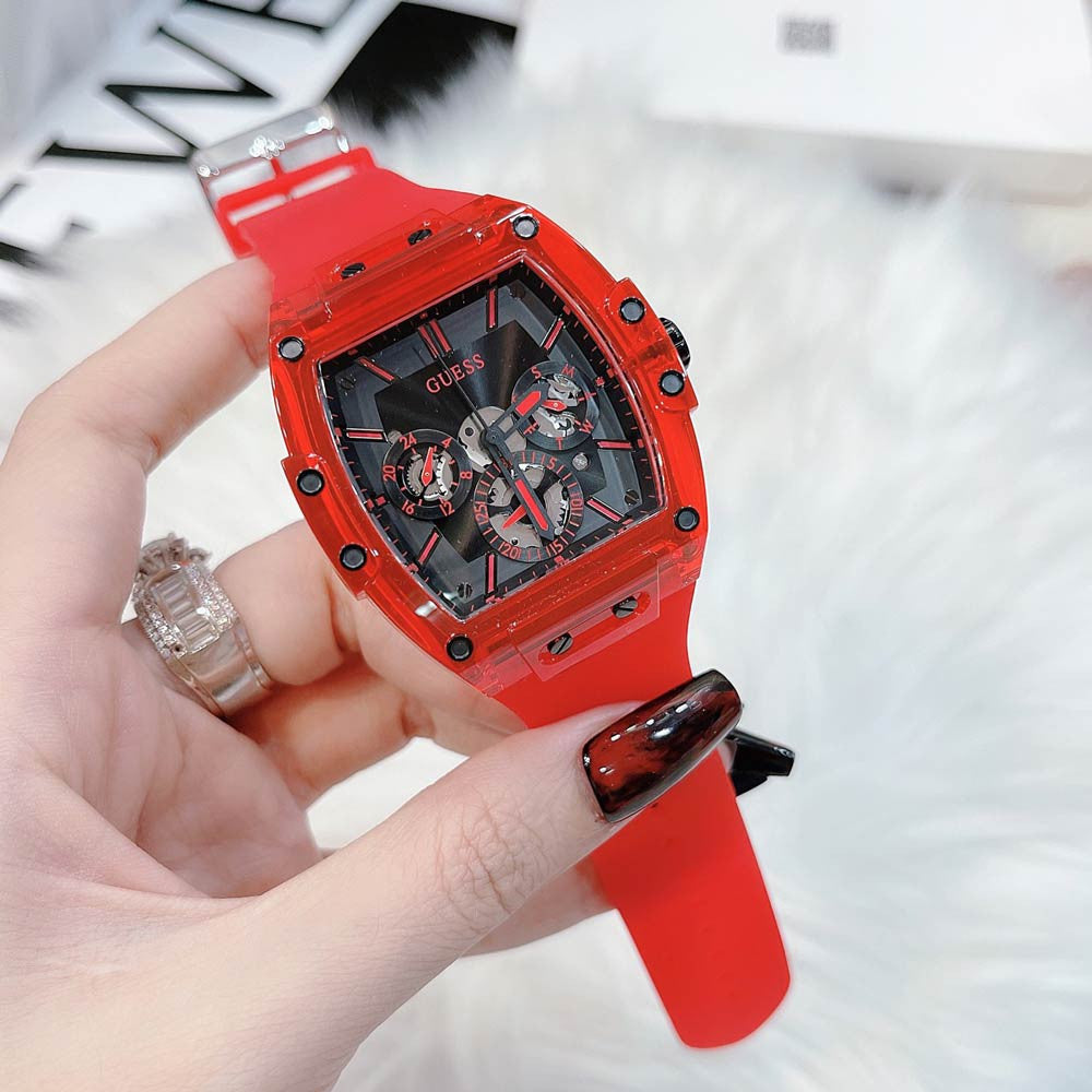  Shop Authentic Guess Phoenix Multifunction Black Dial Red Rubber Strap Watch for Men - GW0203G5 - Luxxuri
