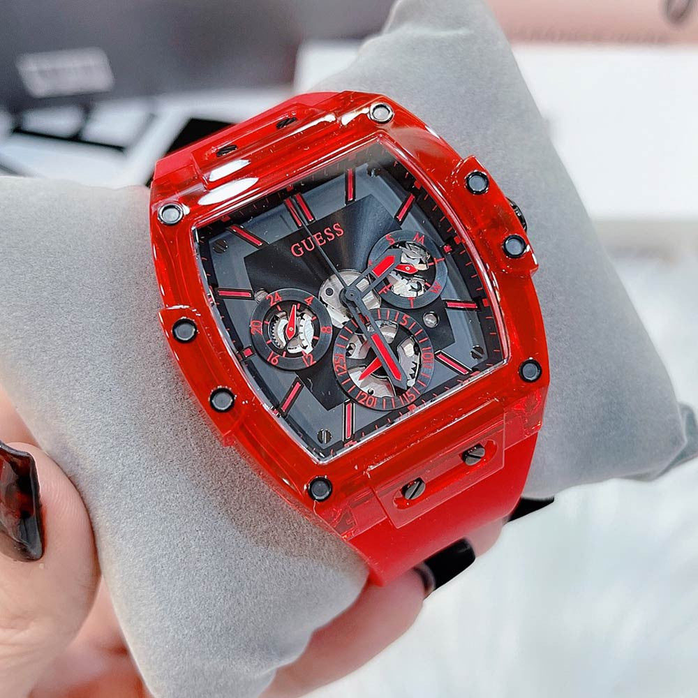  Shop Authentic Guess Phoenix Multifunction Black Dial Red Rubber Strap Watch for Men - GW0203G5 - Luxxuri