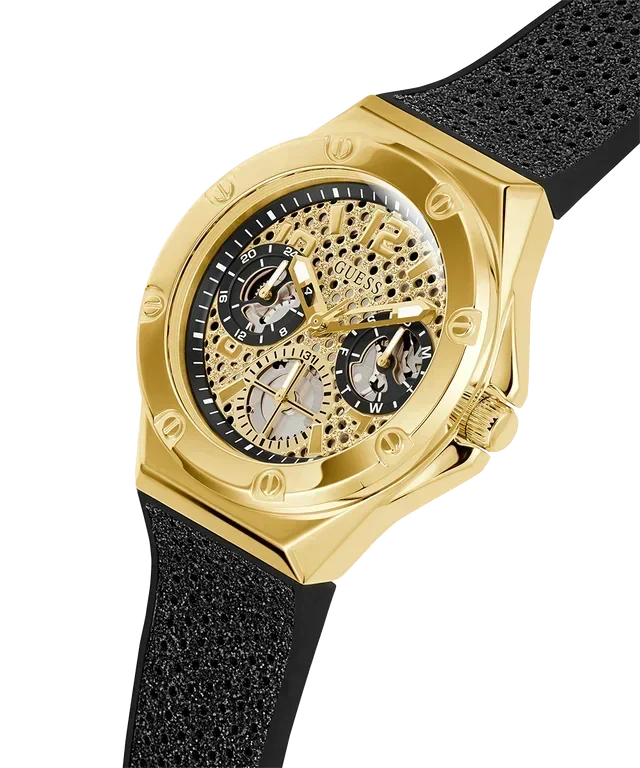  Shop Authentic Guess Asteria Multifunction Gold Dial Black Rubber Strap Watch For Women - GW0620L2 - Luxxuri