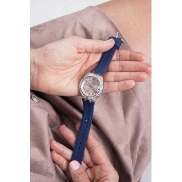  Shop Authentic Guess Cosmo Diamonds Silver Dial Blue Rubber Strap Watch for Women - GW0034L5 - Luxxuri
