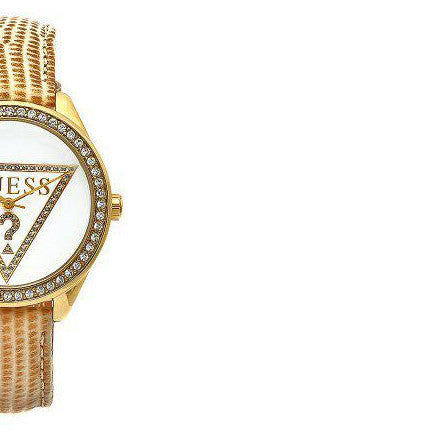  Shop Authentic Guess Mini Triangle Quartz White Dial Gold Leather Strap Watch For Women - W70015l1 - Luxxuri