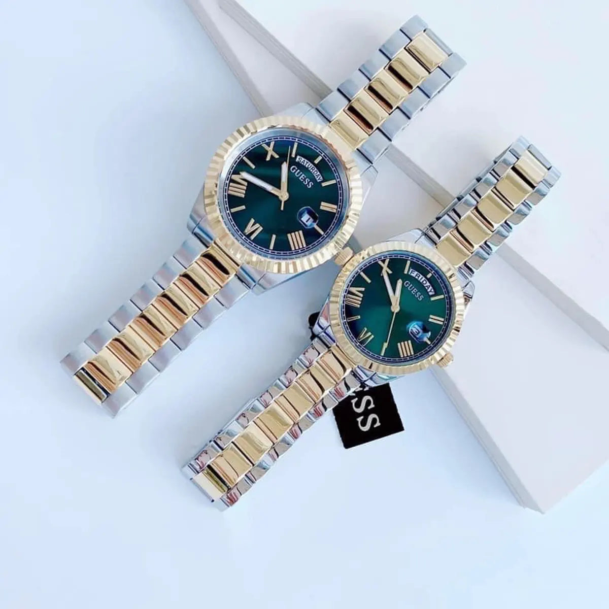  Shop Authentic Guess Luna Quartz Green Dial Two Tone Steel Strap Watch For Women - GW0308L5 - Luxxuri