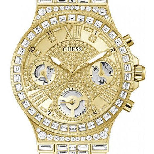  Shop Authentic Guess Moonlight Multi Function Diamonds Gold Dial Gold Steel Strap Watch for Women - GW0320L2 - Luxxuri