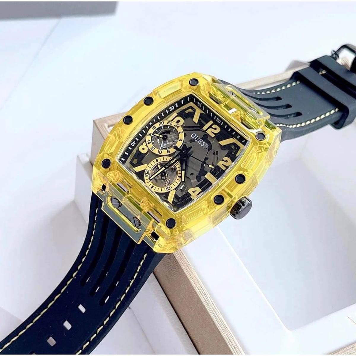  Shop Authentic Guess Phoenix Chronograph Black Dial Black Rubber Strap Watch for Men - GW0499G2 - Luxxuri