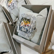  Shop Authentic Guess Phoenix Polycarbonate Clear Multi-function Black Dial Clear Rubber Strap Watch for Men - GW0499G3 - Luxxuri