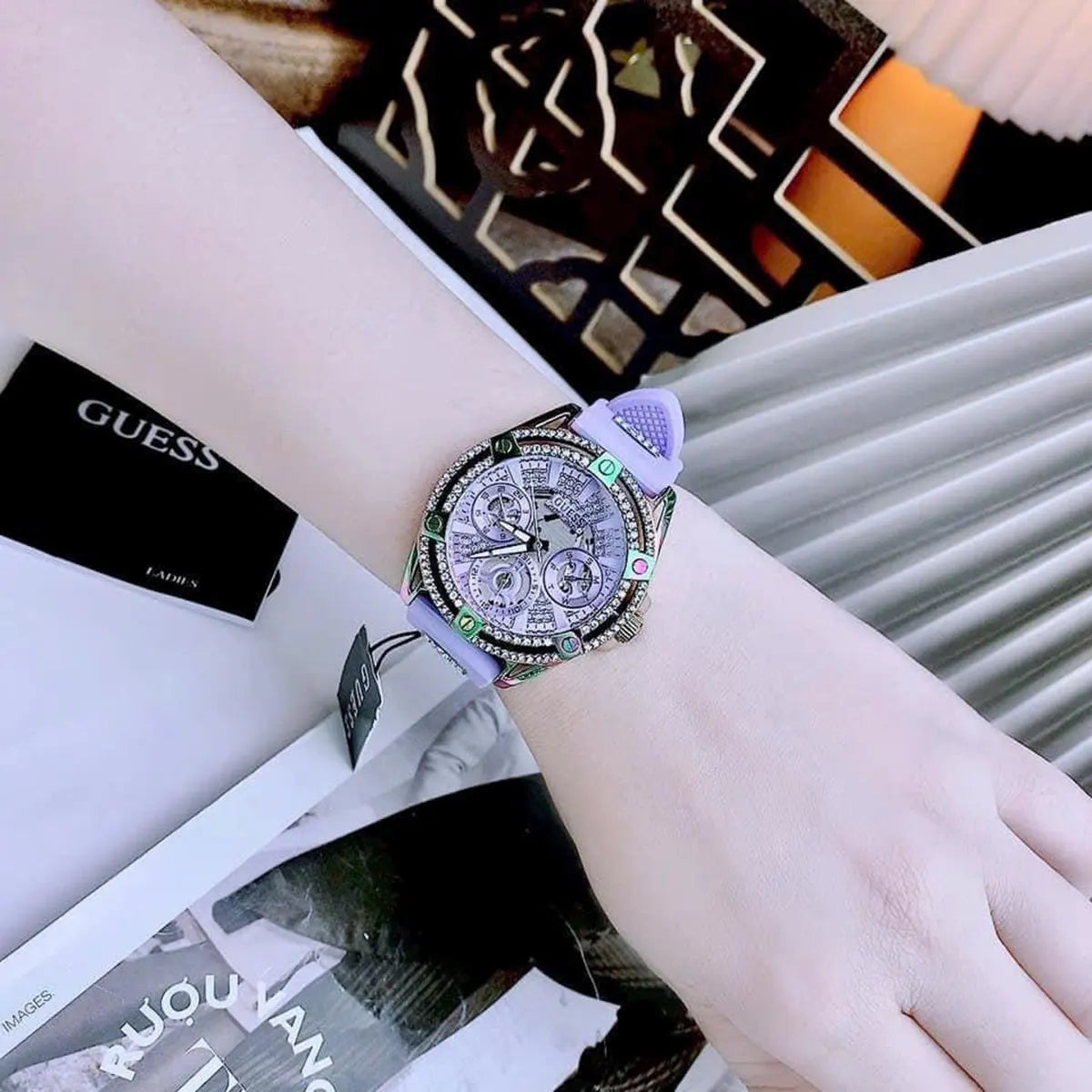  Shop Authentic Guess Queen Quartz Purple Dial Purple Silicone Strap Watch For Women - GW0536L4 - Luxxuri