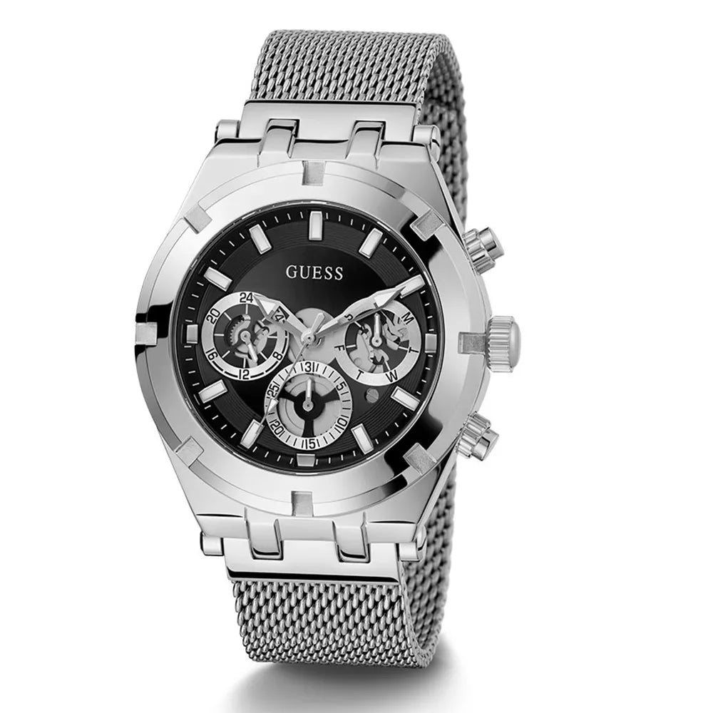  Shop Authentic Guess Continental Quartz Black Dial Silver Mesh Strap Watch For Men - GW0582G1 - Luxxuri