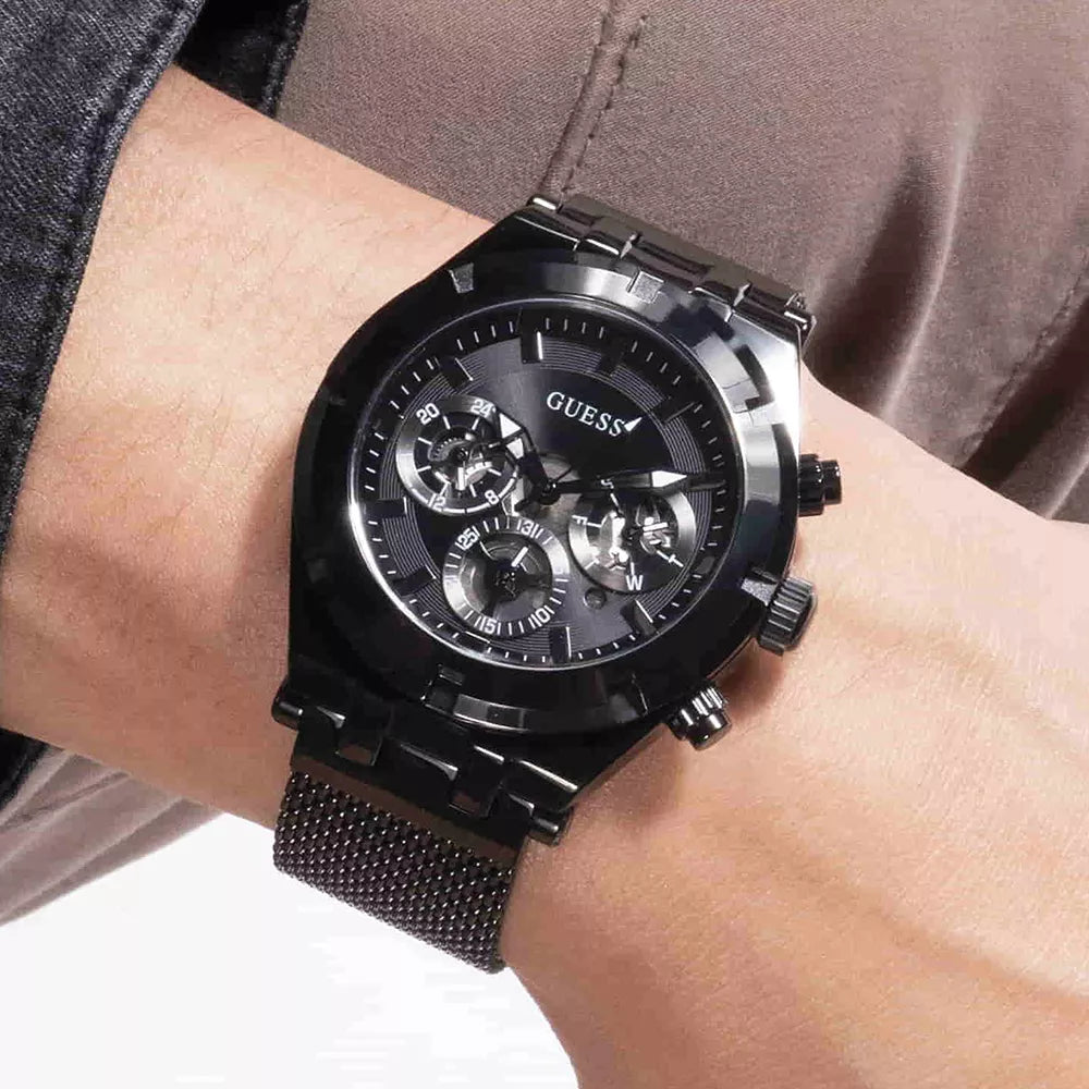 Shop Authentic Guess Continental Chronograph Black Dial Black Mesh Strap Watch For Men - GW0582G3 - Luxxuri