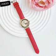  Shop Authentic Guess Trend Dragon Gold Dial Red Leather Strap Watch For Women - GW0646L1 - Luxxuri