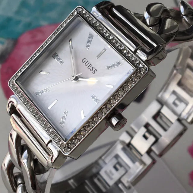  Shop Authentic Guess Vanity Diamonds White Dial Silver Steel Strap Watch for Women - W1030L1 - Luxxuri