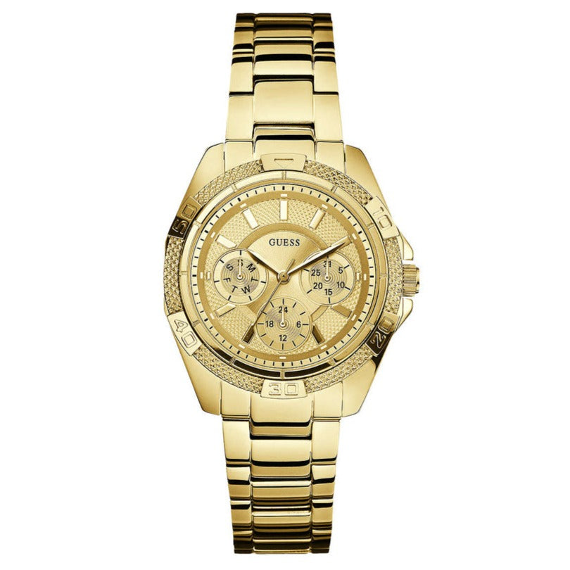  Shop Authentic Guess Mini Phantom Diamonds Gold Dial Gold Steel Strap Watch for Women - W0235L5 - Luxxuri